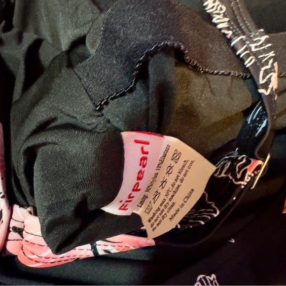 FirPearl Black and Pink One Piece Swimsuit with Tropical Design NWOT - Picture 6 of 7